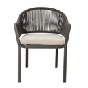 Stackable Karoo outdoor chair with aluminium frame and rope accents, Eclipse finish