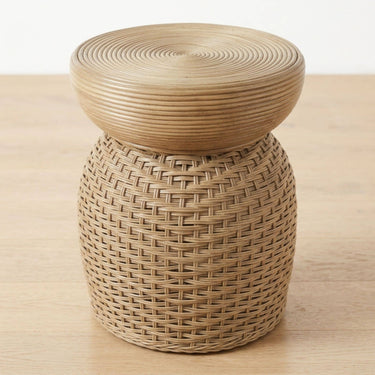 Koko Coiled Rattan Side Table in Tan.