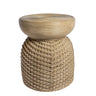 rattan stool with a coiled rattan top set on a woven base,with a natural rattan finish throughout.