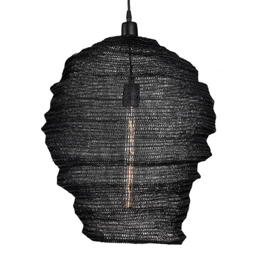 Lampara large black iron mesh pendant light.