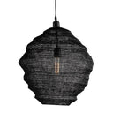 Lampara small black iron mesh pendant light with a textured, organic shape. 