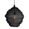 Lampara small black iron mesh pendant light with a textured, organic shape. 