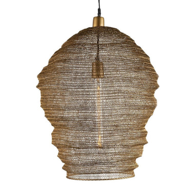 Lampara large gold iron mesh pendant light.