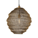 Lampara small gold iron mesh pendant light with a textured, bee-hive shape.