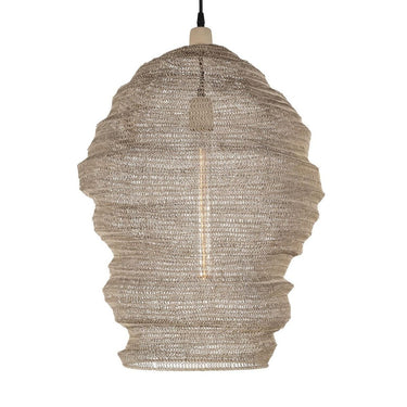 Lampara large sand iron mesh pendant light.