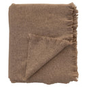 Lana light brown throw blanket with frayed edges by Woodka Interiors 