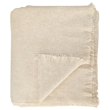 Lana beige cream trhow blanket with fringed edges