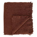 Lana red throw blanket with frayed edges by Woodka Interiors 