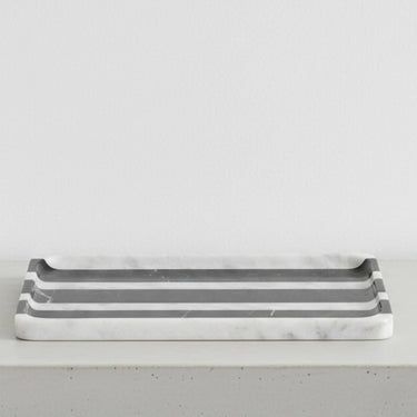 Large black marble tray rectangle shape on white surface