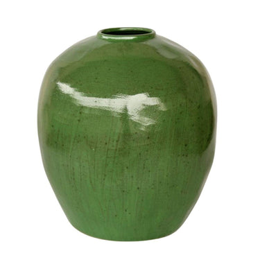 Decorative green vase for dried stems or flowers