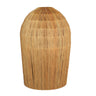 A natural woven jute pendant lampshade with a rounded, ribbed dome shape, shown against a plain white background.