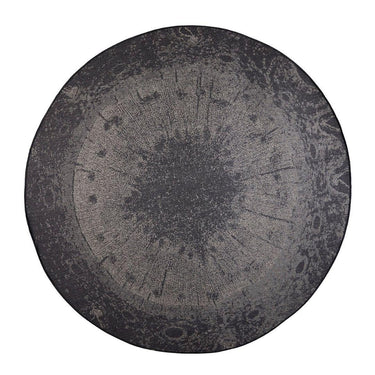 Dichotomized Slate Large round rug with dark-toned tree ring design
