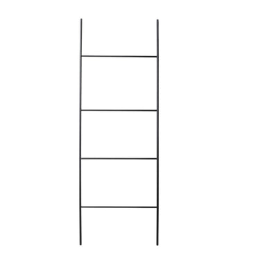 Freestanding matt black towel ladder.