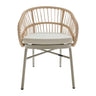 Lola Outdoor Dining Chair in natural hand-woven rattan, a powder-coated aluminium frame, and upholstered cushion.