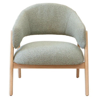 Solid Oak wood frame occasional chair with fabric upholstered seat