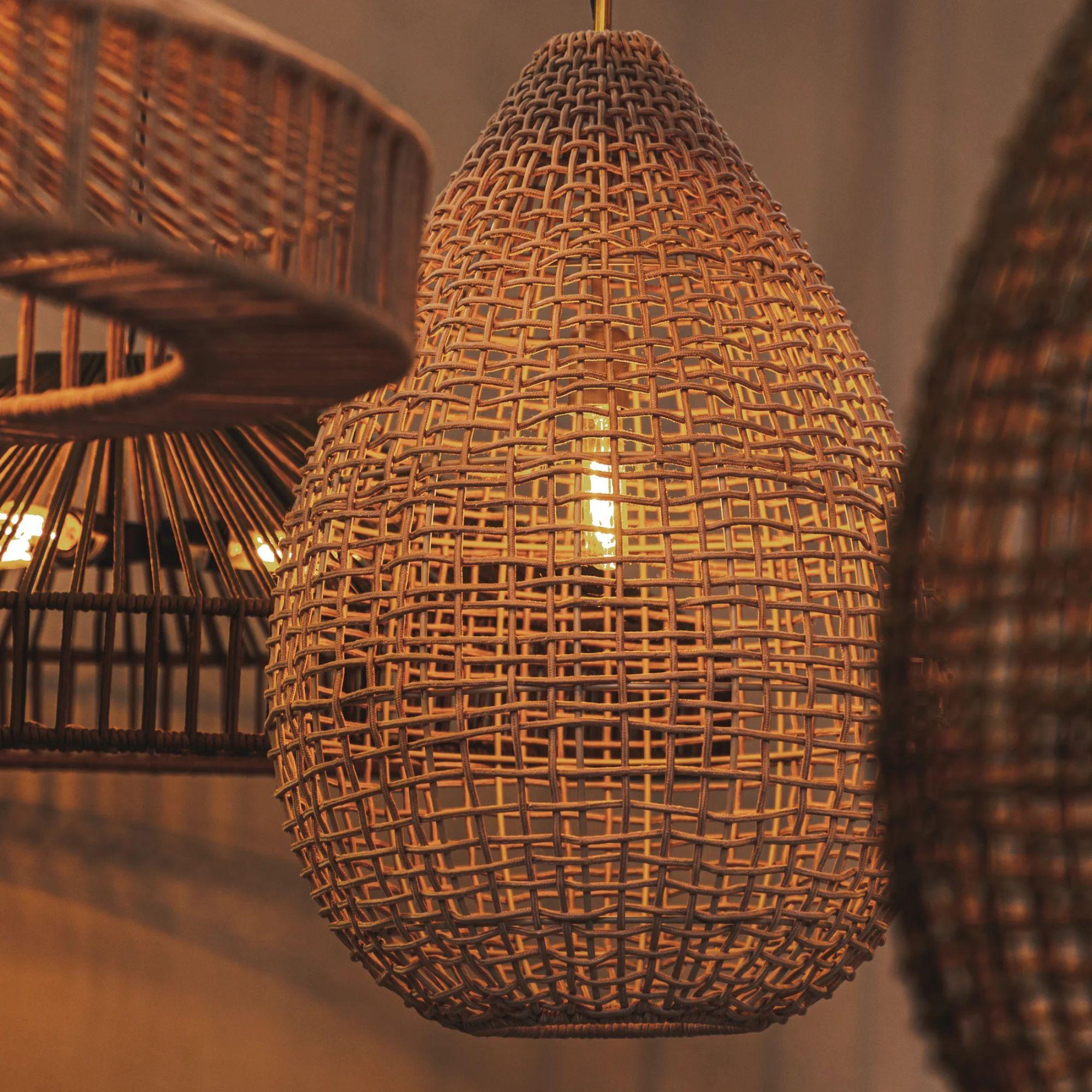 lotus woven rattan pendant light hanging 