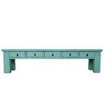 Arka Turquoise Distressed 5 Drawer Low Media Console