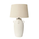 Lumis white ceramic table lamp with a beige lampshade 