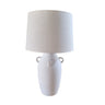 Lumis white ceramic table lamp with a beige lampshade 