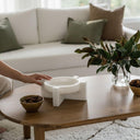 decorative table bowl styled on living room coffee table