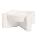 white marble footed bowl on cross-shaped base