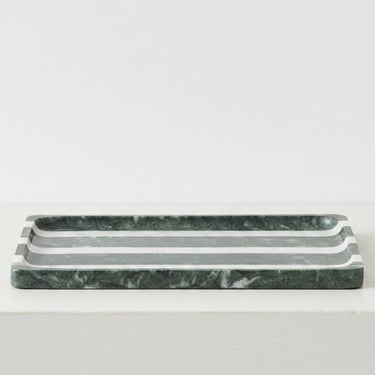 Marble trinket tray rectangle with raised lip edge in striped marble