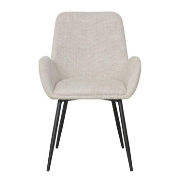 Beige sandstone dining armchair with black legs