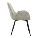 margot dining chair with toffee fabric backrest and black legs 