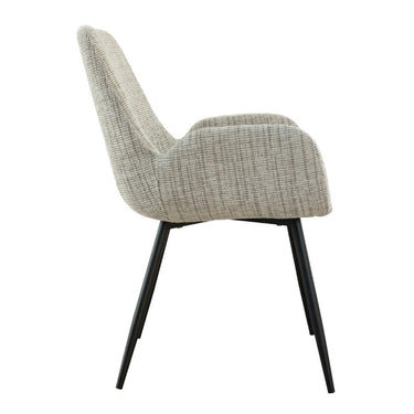 margot dining chair with toffee fabric backrest and black legs 