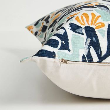 square decorative scatter cushion in the Marigold Meadow side view