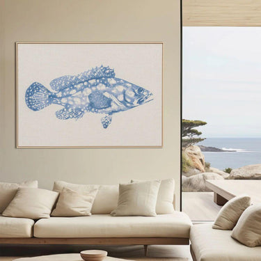Marine Majesty Wall Art  Nautical displayed on a coastal-themed living room wall