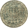 Large marquis round rug in a muted desaturated palette 
