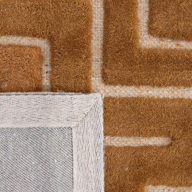Maze Rug in Tawny showcasing plush wool texture and geometric design