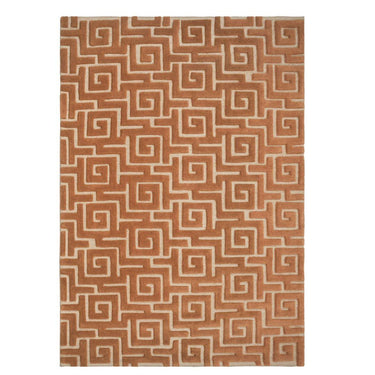 Maze Rug in Tawny showcasing plush wool texture and geometric design