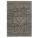 Memoir rug in ink Persian-inspired black and grey patterned rug in durable  jute and recycled polyester.