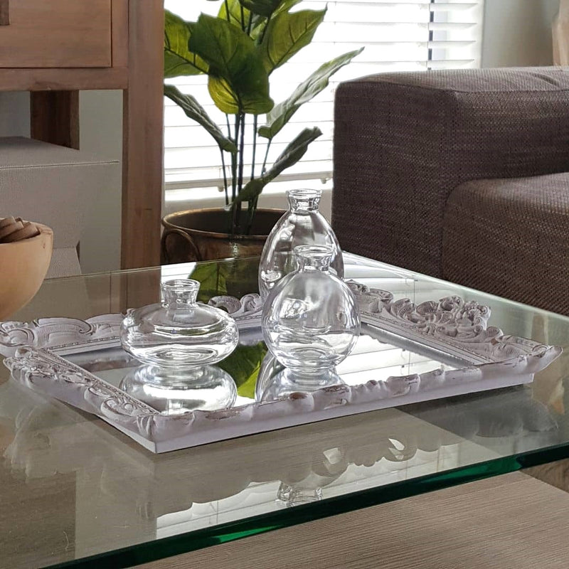 Classic mirror tray on coffee table 