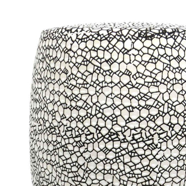 Close-up of the Monaco ceramic side table showing the unique crackle glaze texture.