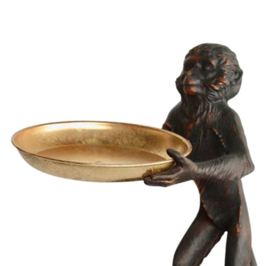 Decorative tray with resin monkey and gold finish