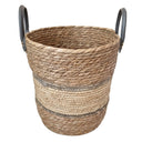 Natural Striped Basket with Handles