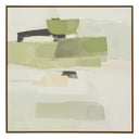 Abstract art piece with Nature's Palette of green and grey shapes with a hand-painted finish