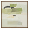 Abstract art piece with Nature's Palette of green and grey shapes with a hand-painted finish