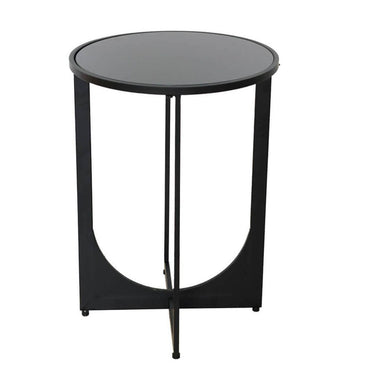Noir Round Side Table with frosted black glass top