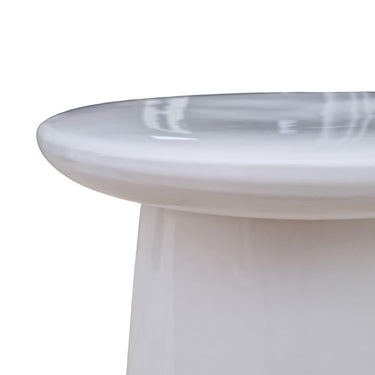 White Nova Side Table showing smooth ceramic surface