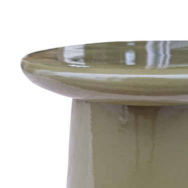 Olive Green Nova Side Table showing smooth ceramic surface