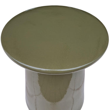 Olive Green Nova Side Table highlighting the round tabletop design