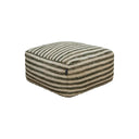 striped woven pouf ottoman in beige and green