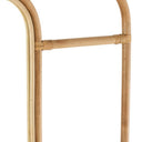 Close-up detail of the rattan cane bindings wrapped around the joints of mirror ladder frame.
