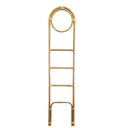 Natural rattan loop towel ladder as a freestanding bathroom towel rail holding towels and blankets.