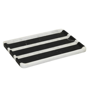Rectangle marble catchall tray in black and white striped marble