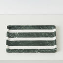 Rectangle marble catchall tray shown from above with green stripes